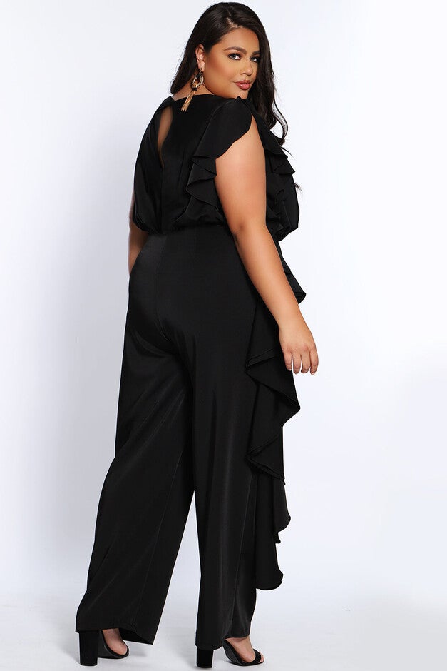 ALL ABOUT THE FRILLS JUMPSUIT, Black / Black, alternate image number 1