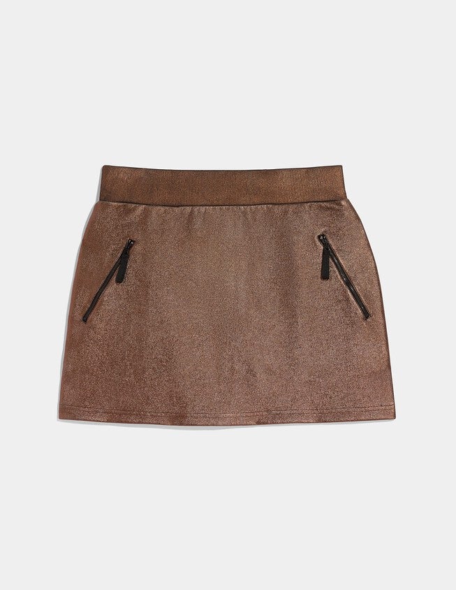 Metallic Mini Skirt, Bronze Metallic / Bronze, hi-res image number null