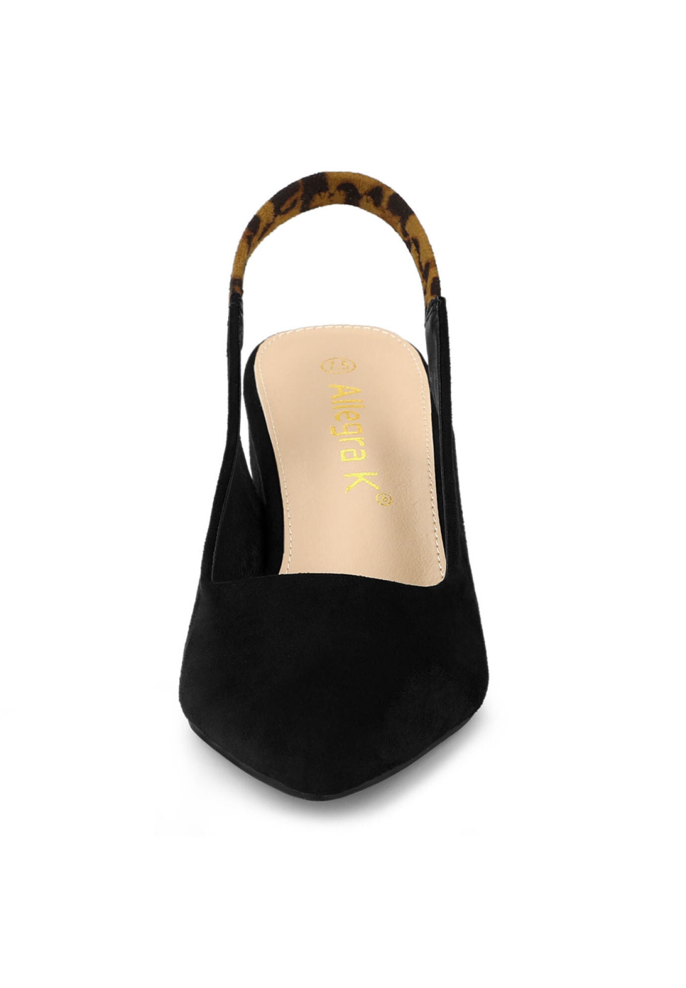 Pointed Toe Block Heel Pumps Slingback Heels, Black / Black, alternate image number 1