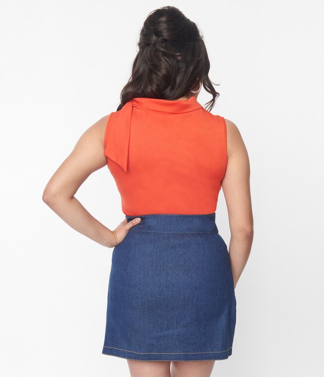 Smak Parlour Mushroom Embroidered Denim Belted Mini Skirt, Blue / Chambray Denim Medium, alternate image number 1