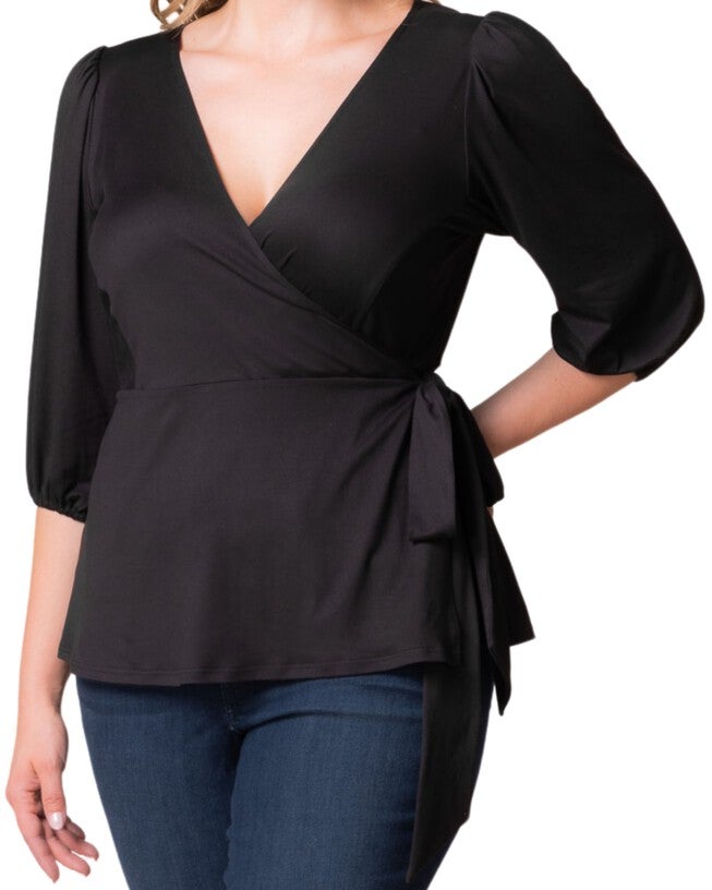 Nina Wrap Top, BLACK NOIR / Black, alternate image number 2