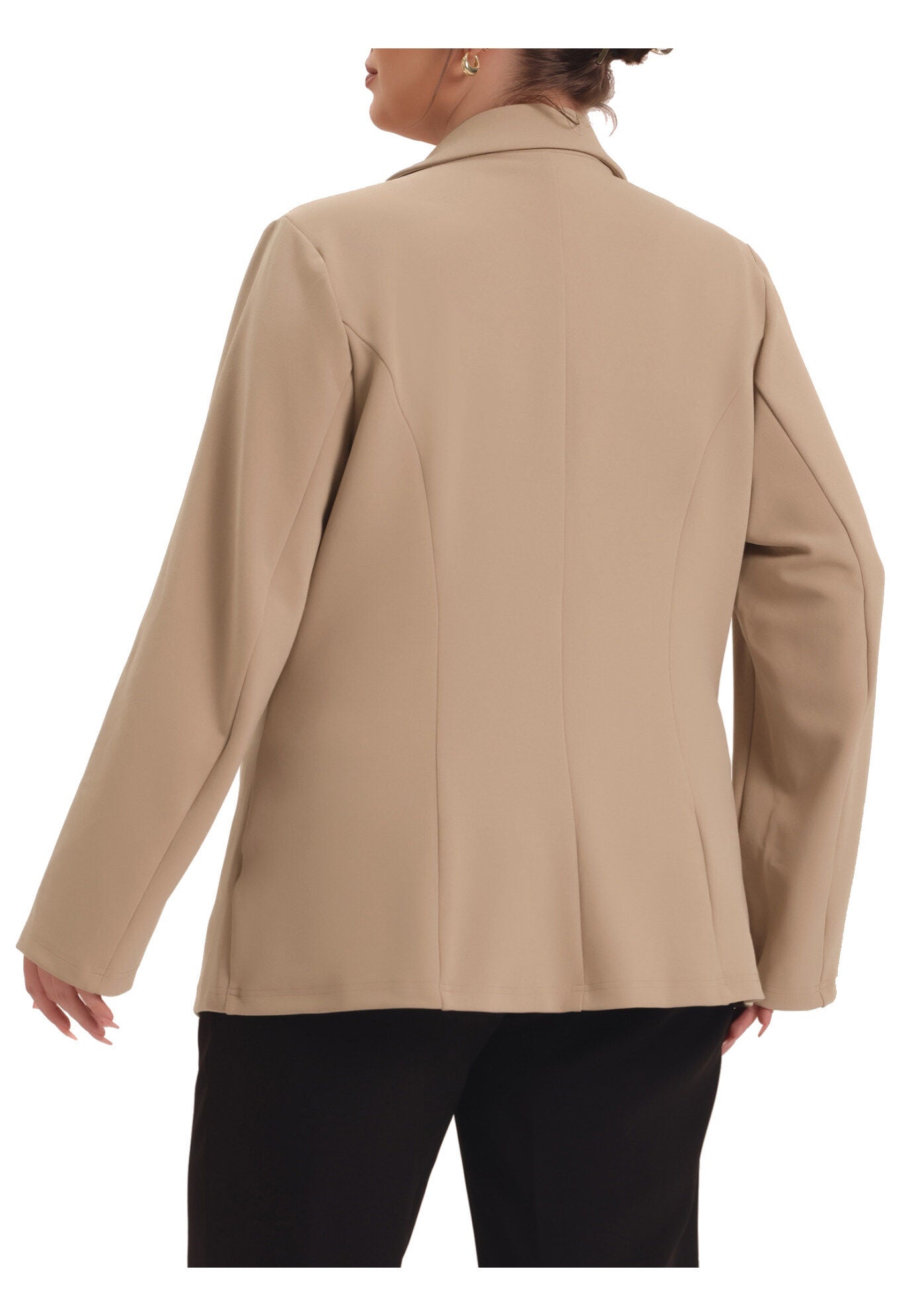 NOTCHED LAPEL V NECK WORK SUIT BLAZER, Khaki / Beige, alternate image number 3