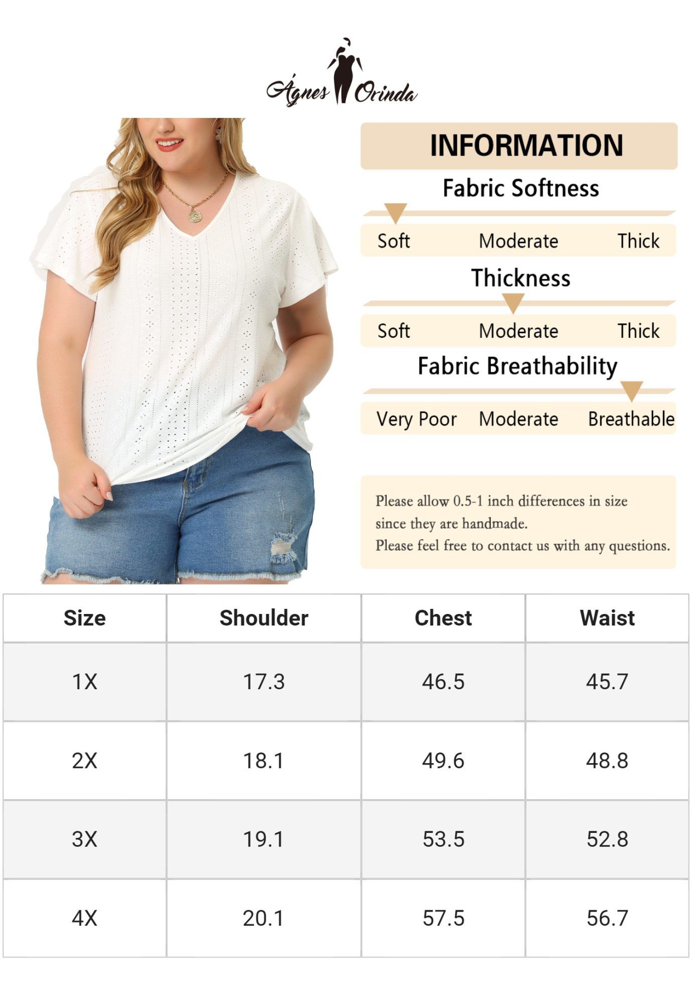 Summer Tee V Neck Hollow Flare Short Sleeve Casual Top Tunic, White / White, alternate image number 4