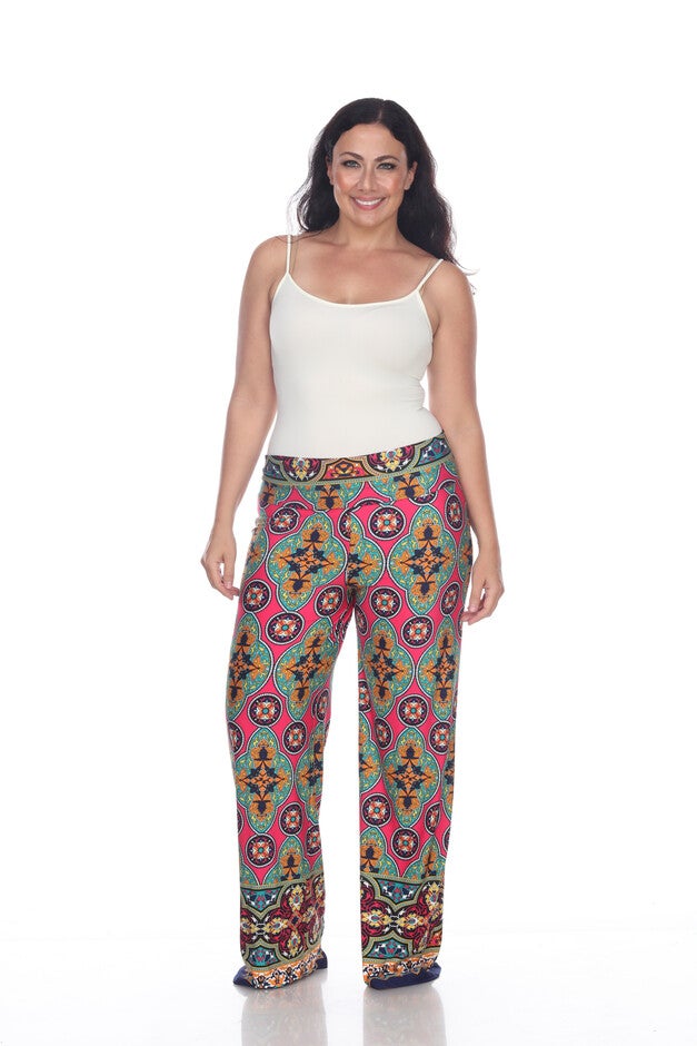 Printed Palazzo Pants, FuchsiaGreen / Deep Fuchsia, alternate image number 3