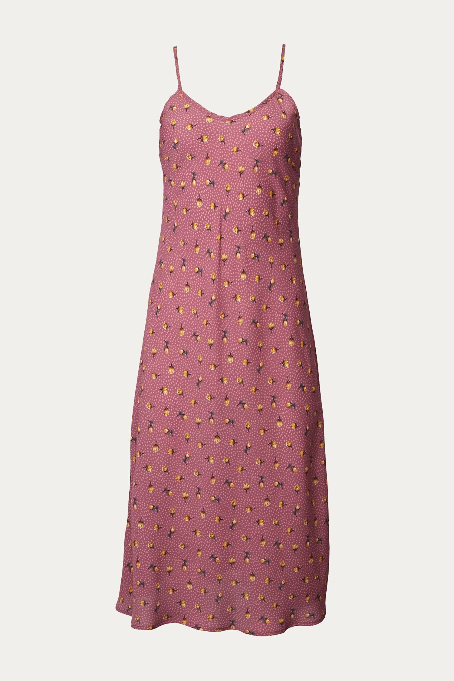 BIAS FLORAL-PRINT MIDI SLIP DRESS IN ROSE, , alternate image number 2