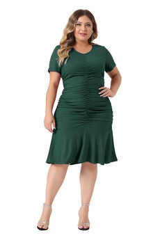V Neck Short Sleeve Sequin Ruched Elegant Party Cocktail Dress