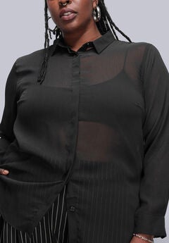 The Empower Sheer Long Sleeve Button Up