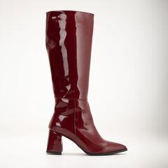 Burgundy Block Heel Boots