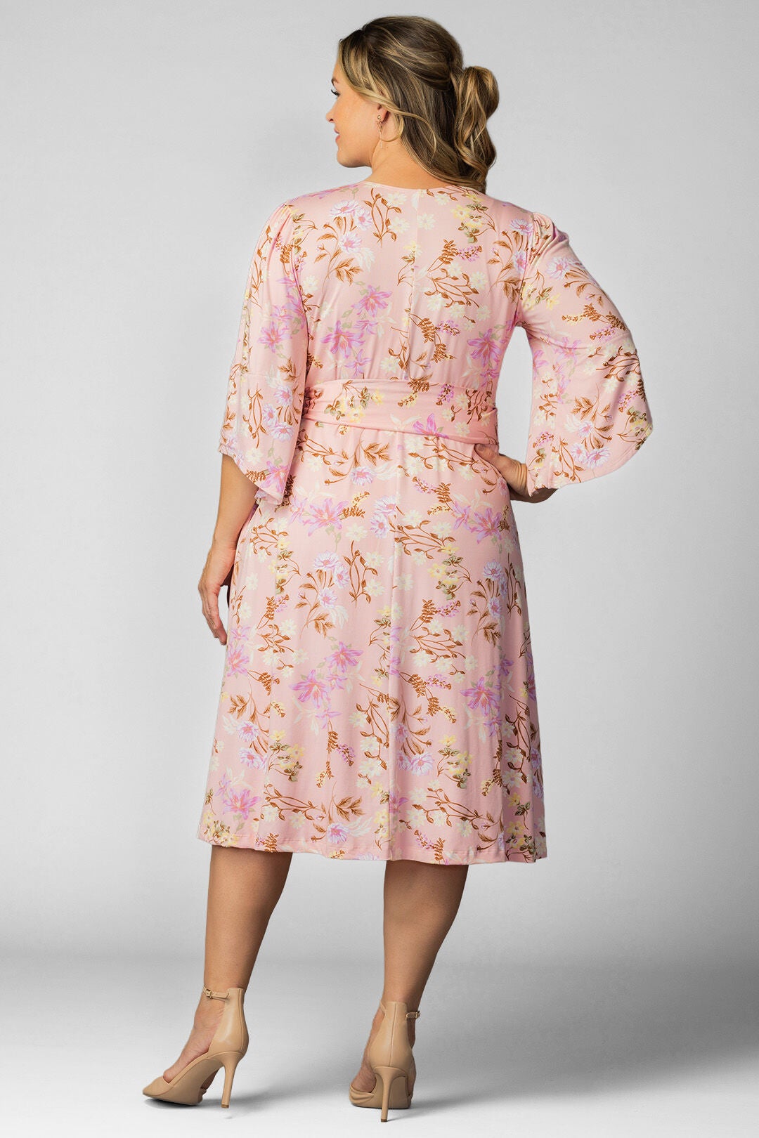 Gemini Wrap Dress, Lively Peach Florals / Peach, alternate image number 1