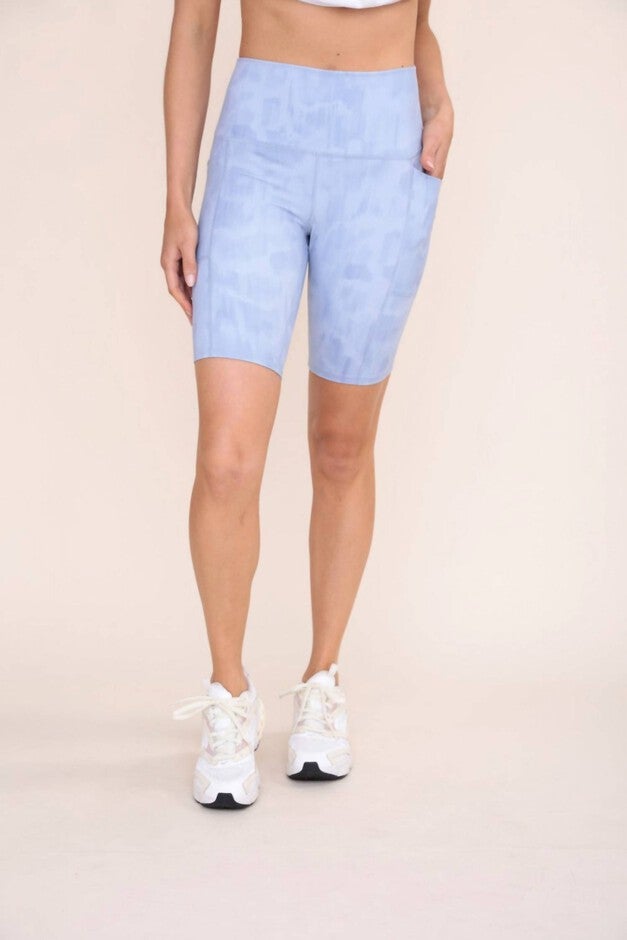 Faded Leopard Print High-Waist Bike Short In Blue, Blue / Light Blue, hi-res image number null