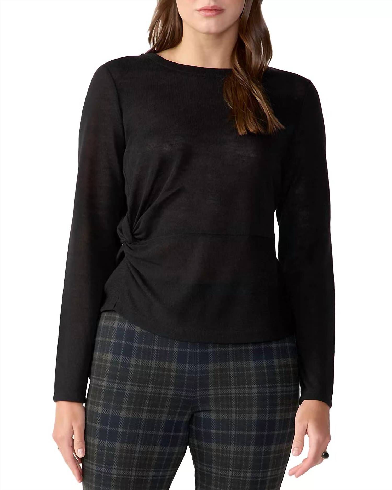 KNOT YOUR BUSINESS TOP IN BLACK, Black / Black, hi-res image number 0