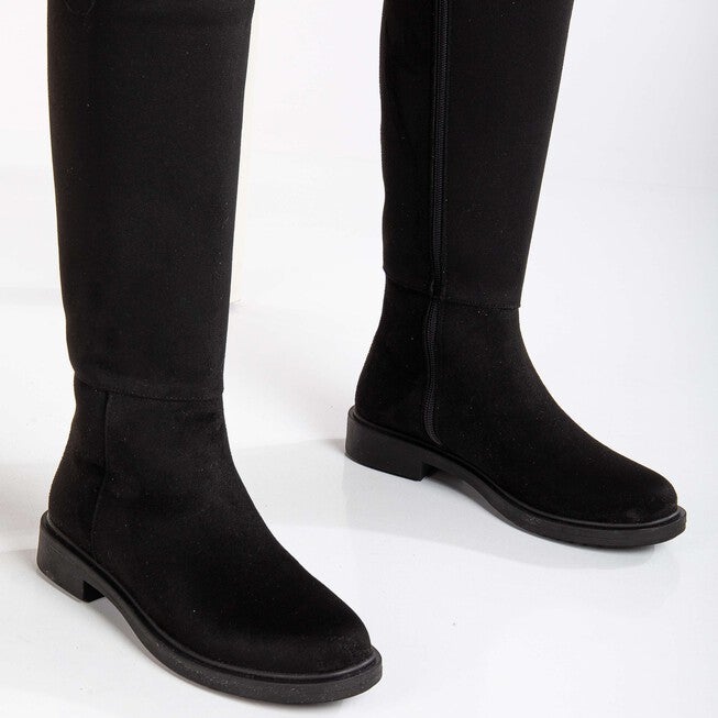 MAEVE - BLACK SUEDE KNEE HIGH RAIN BOOTS, BLACK / Black, alternate image number null
