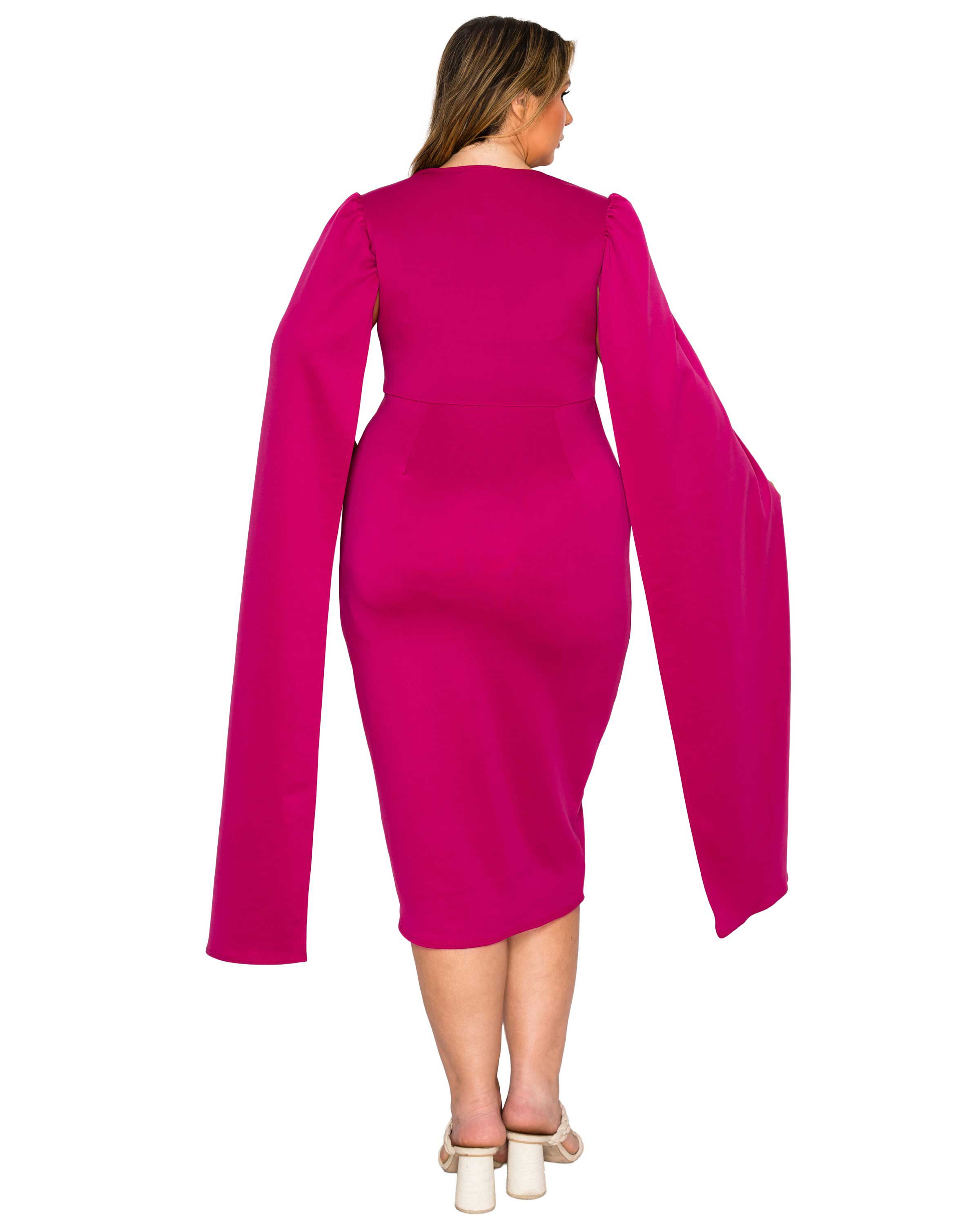 Naomi Cape Dress, Magenta / Magenta, alternate image number 2
