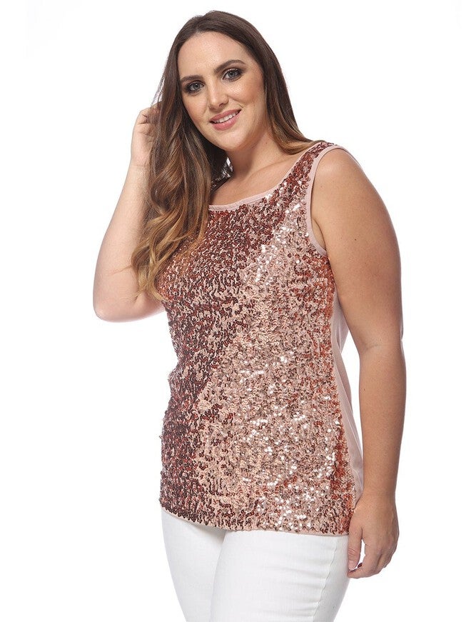 Sleeveless Sequin Tank Top, , alternate image number null