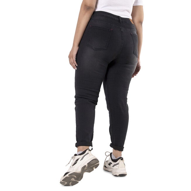 PLUS SIZE WOMEN SOLID CASUAL BLACK JEANS, , alternate image number null