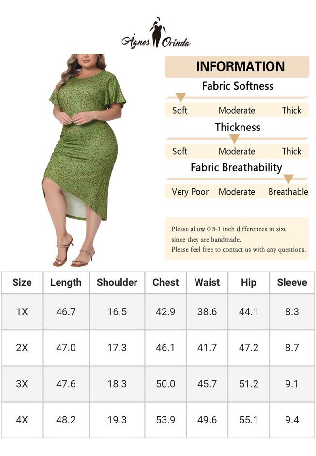 Polka Dots Ruched Round Neck Short Sleeve Wedding Cocktail Bodycon Dress, Green / Forest Green, alternate image number null