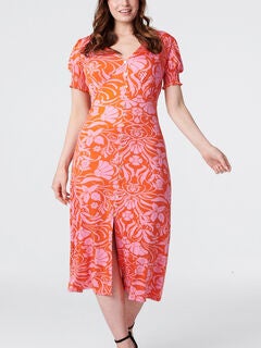 Paula Bodycon Dress Floral Print Orange