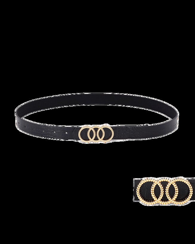 Three Round Buckle Belt Black, BLACK / Black, hi-res image number null