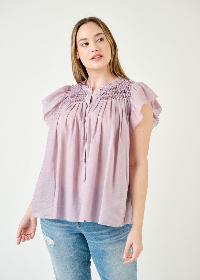 Zola Smocked Top with Ruffle Sleeves, Nirvana / Purple, alternate image number null