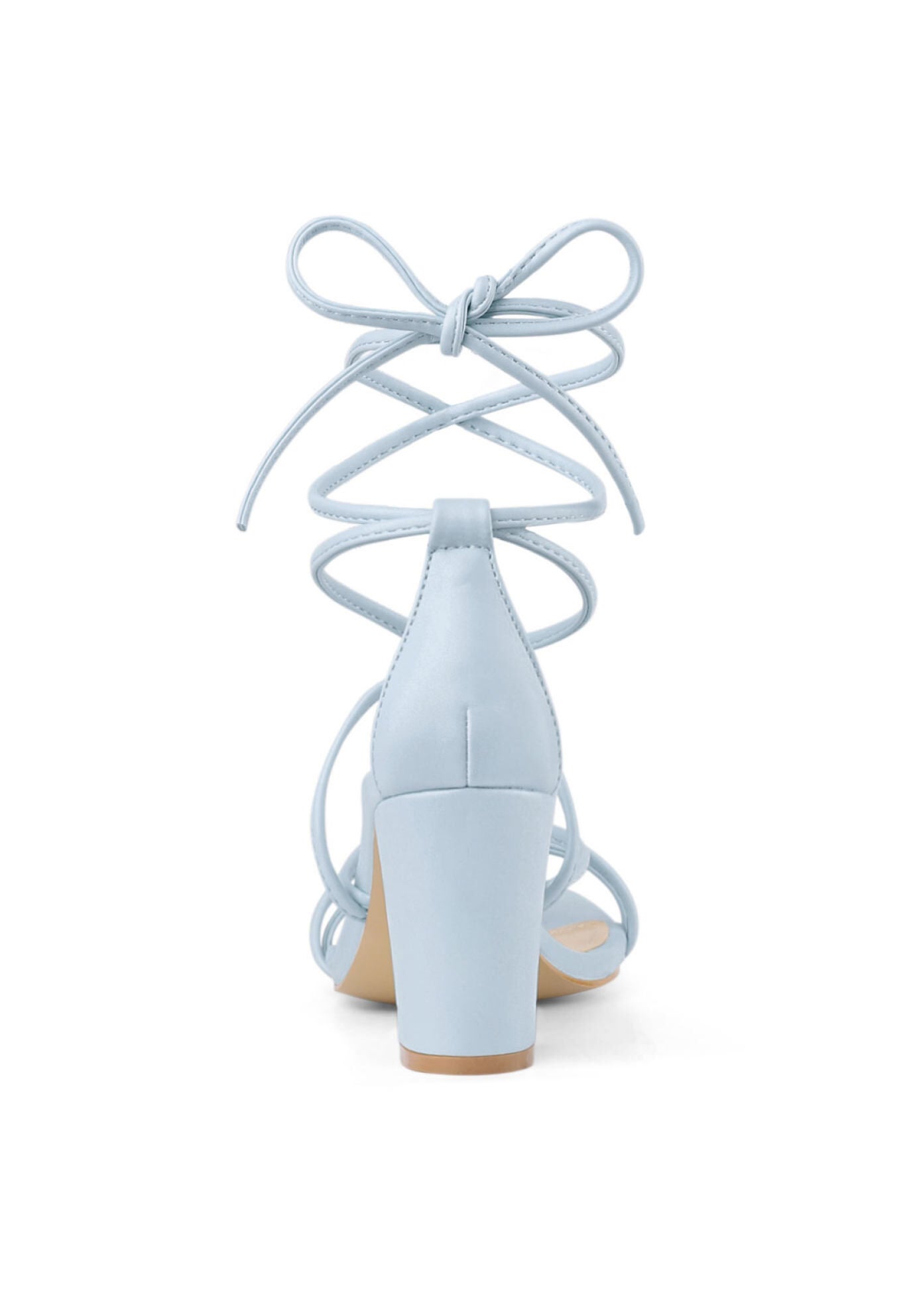 Strappy Lace Up Chunky Heeled Heels Sandals, Sky Blue / Light Blue, alternate image number 2