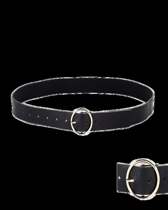 Round Buckle Belt Black, BLACK / Black, hi-res image number 0
