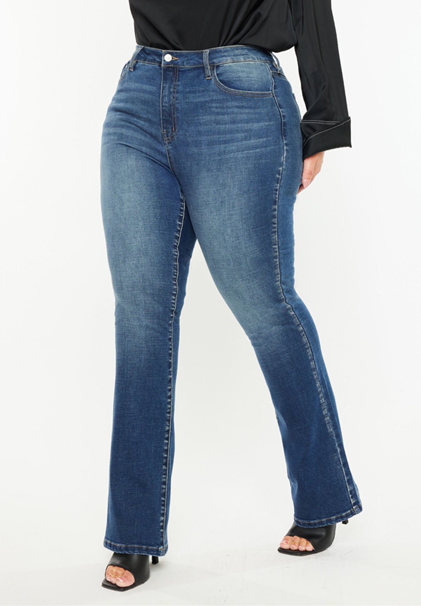 Hope Essentials High Rise Skinny Bootcut Jeans (Plus Size), Medium Wash / Medium Wash, alternate image number 4