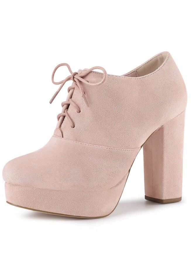 PLATFORM CHUNKY HEEL LACE UP BOOTIES, Dusty Pink / Pink, hi-res image number 0