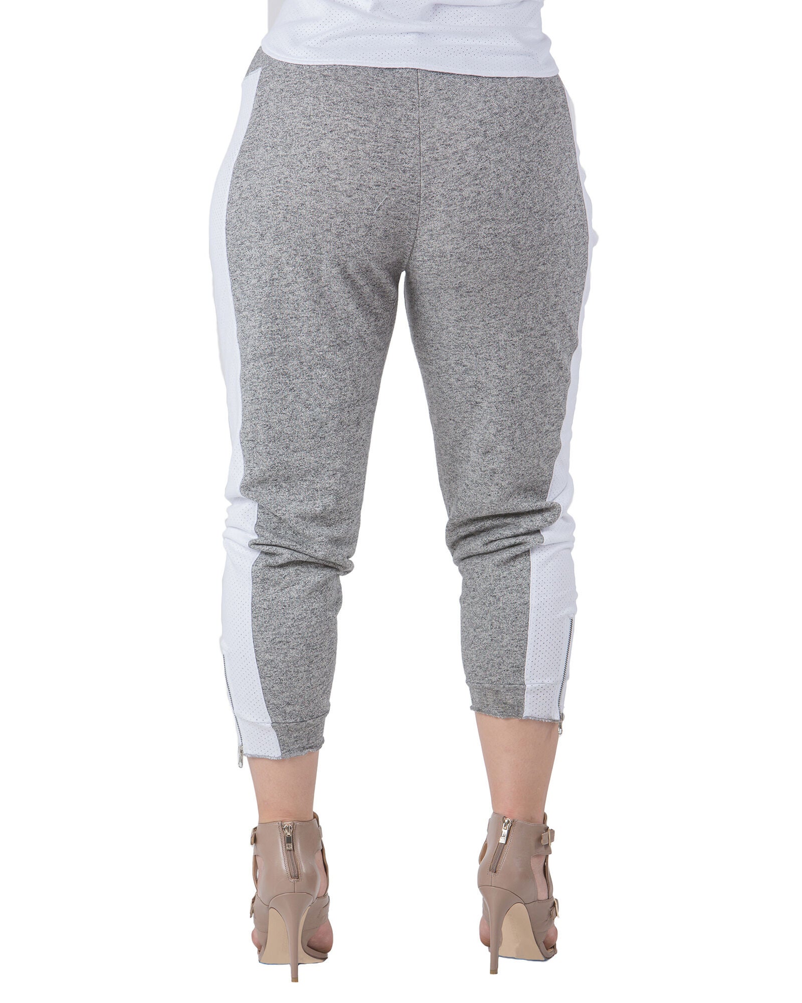 Sami French Terry Mesh Side Ankle Zip Pull On Jogger Pants, CHARWHITE / Charcoal Grey, alternate image number 4
