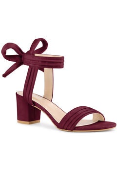 Pleated Open Toe Lace Up Chunky Heels Sandals