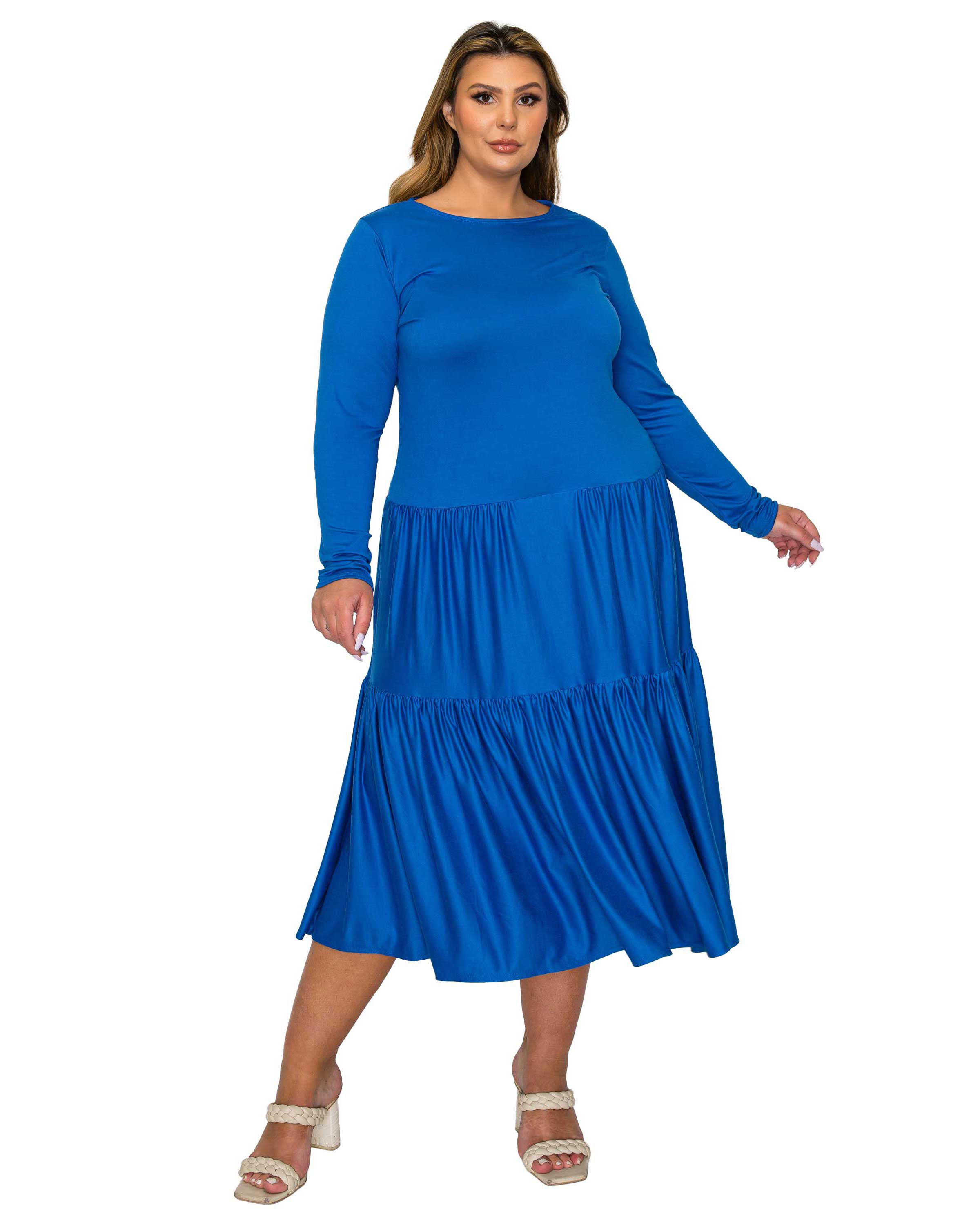 Eliana Tiered Midi Dress, Royal / Royal Blue, hi-res image number 0