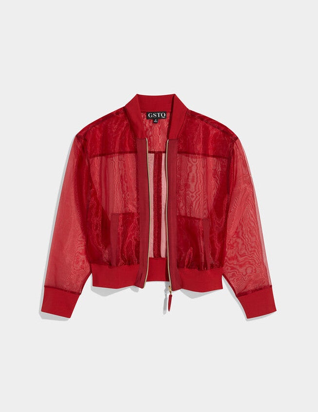 Sheer Bomber Jacket Port, Port / Red, alternate image number null