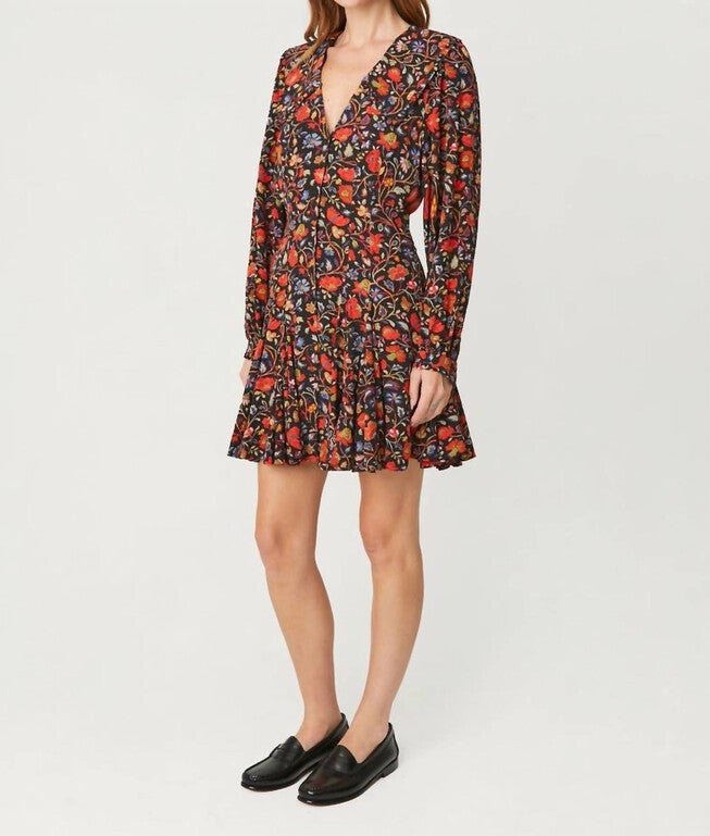 RESORT WENDY DRESS IN BLACK VICHY ROSE MINI, Black Vichy Rose Mini / Black, alternate image number null