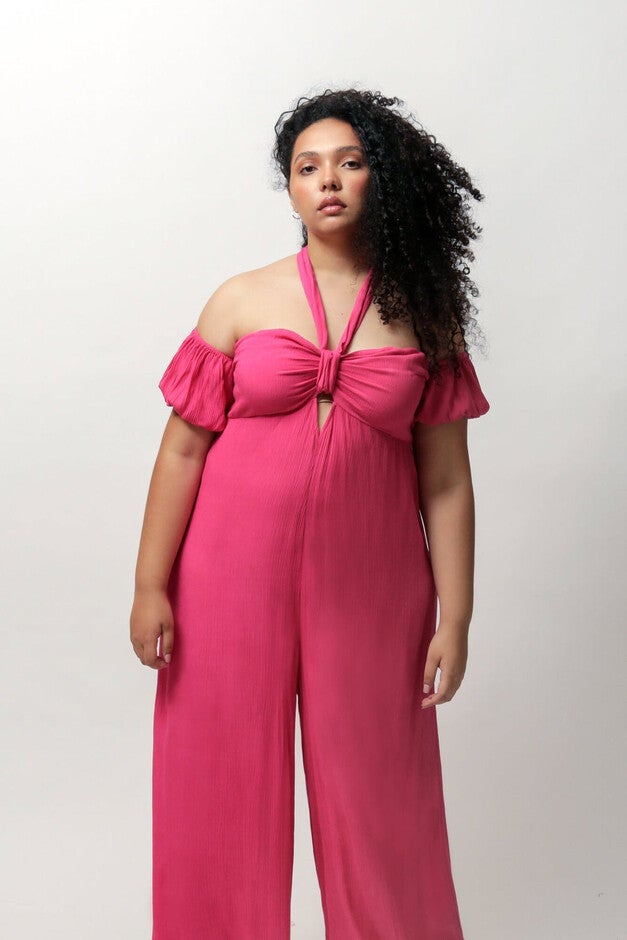 Amelia Off The Shoulder Jumpsuit, Beetroot Purple / Pink, hi-res image number 0