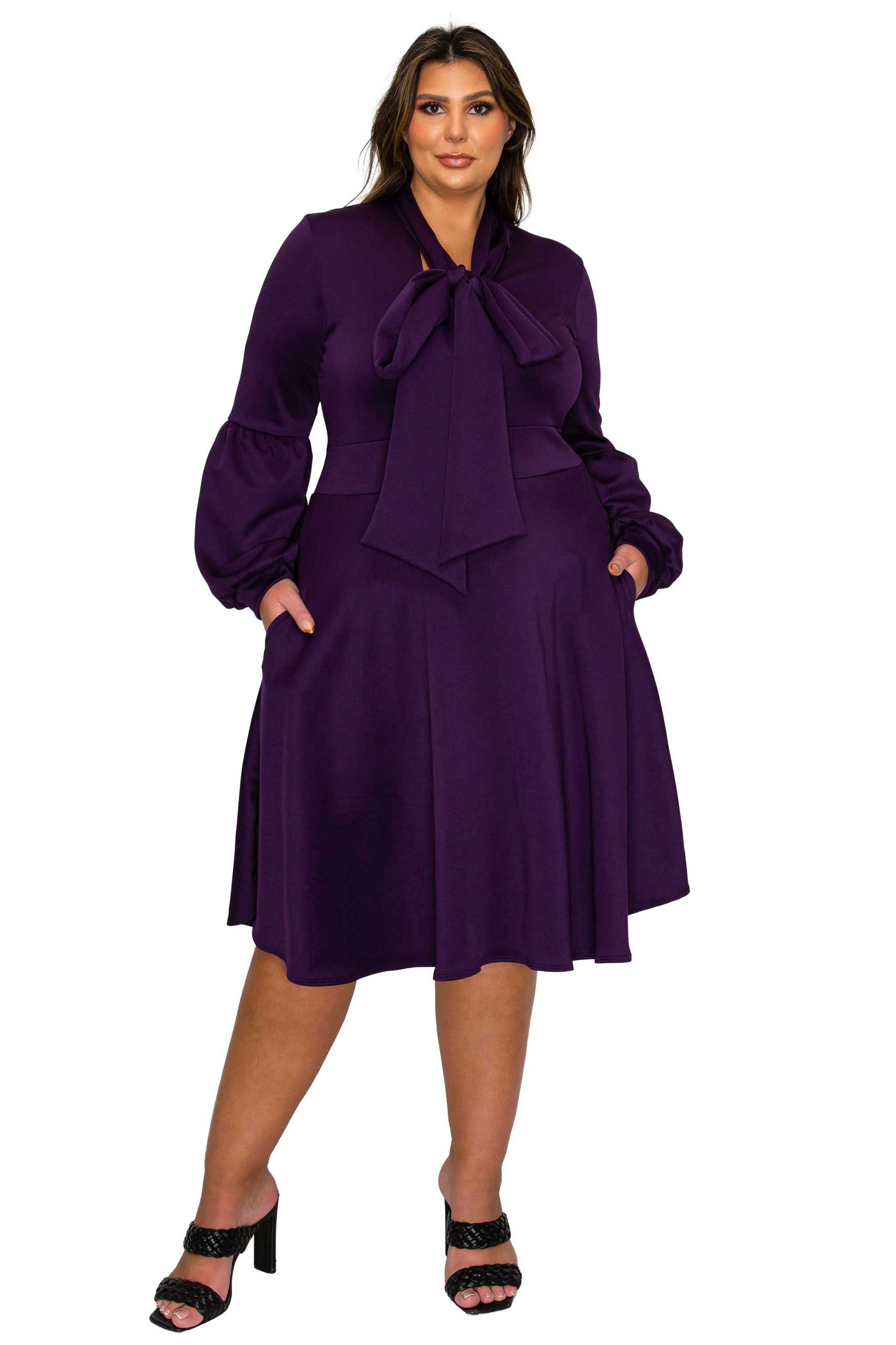 Bekah Flare Pocket Dress, Dark Eggplant / Purple, hi-res image number 0