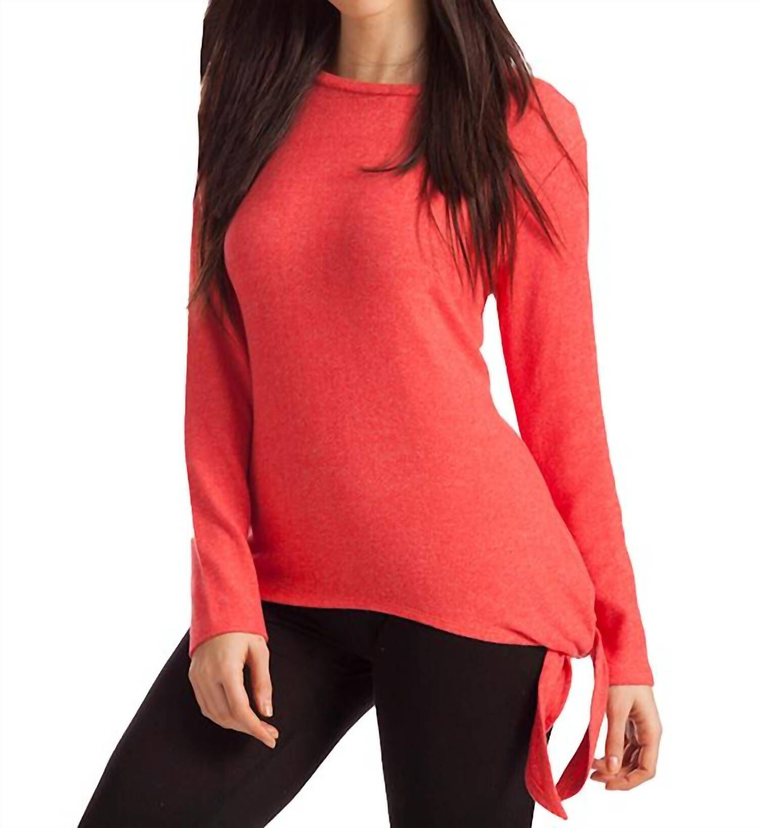 ELLIE SIDE TIE KASHMIRA SWEATER IN CORAL, Coral / Pink, hi-res image number 0