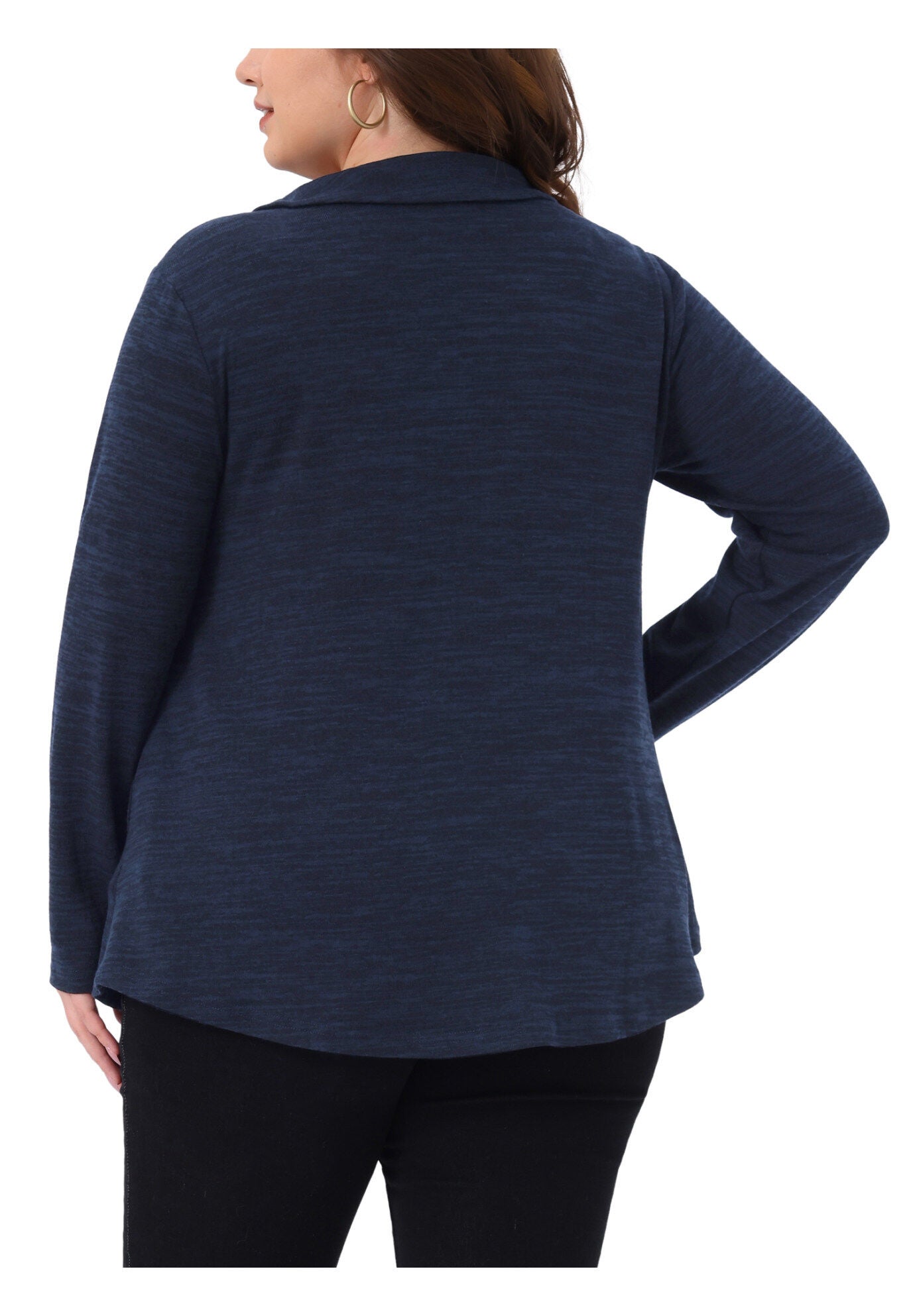 Cowl Neck Casual Loose Tunic Tops with Pockets, Dark Blue / Navy, alternate image number 3