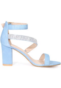 Rhinestone Block Heels Sandals