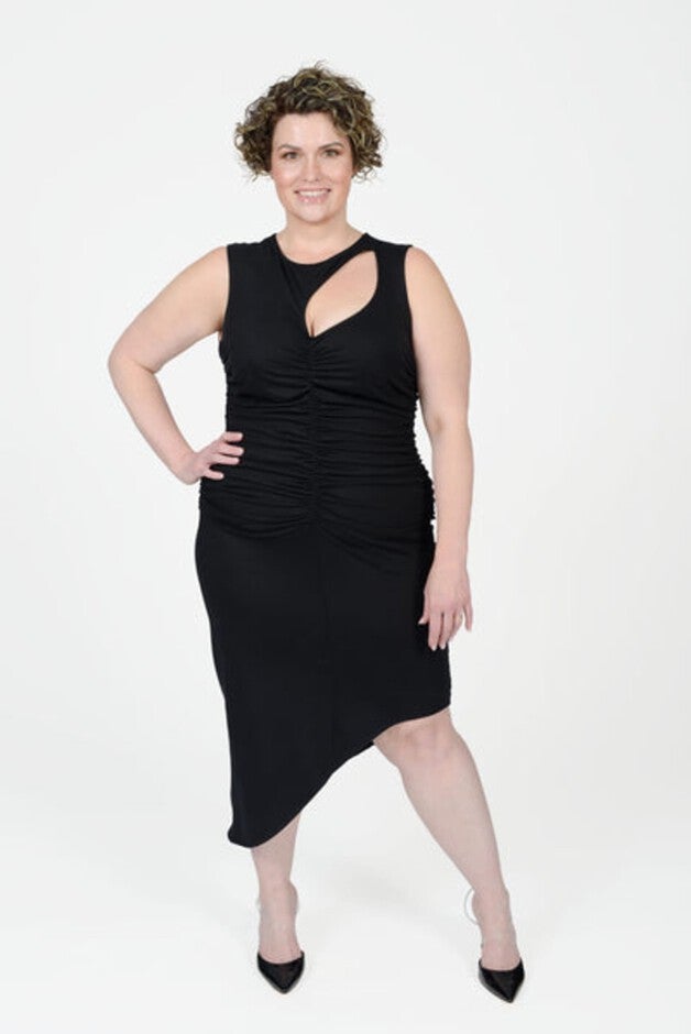 Sarah Cutout Ruched Tank Dress, Black / Black, hi-res image number null