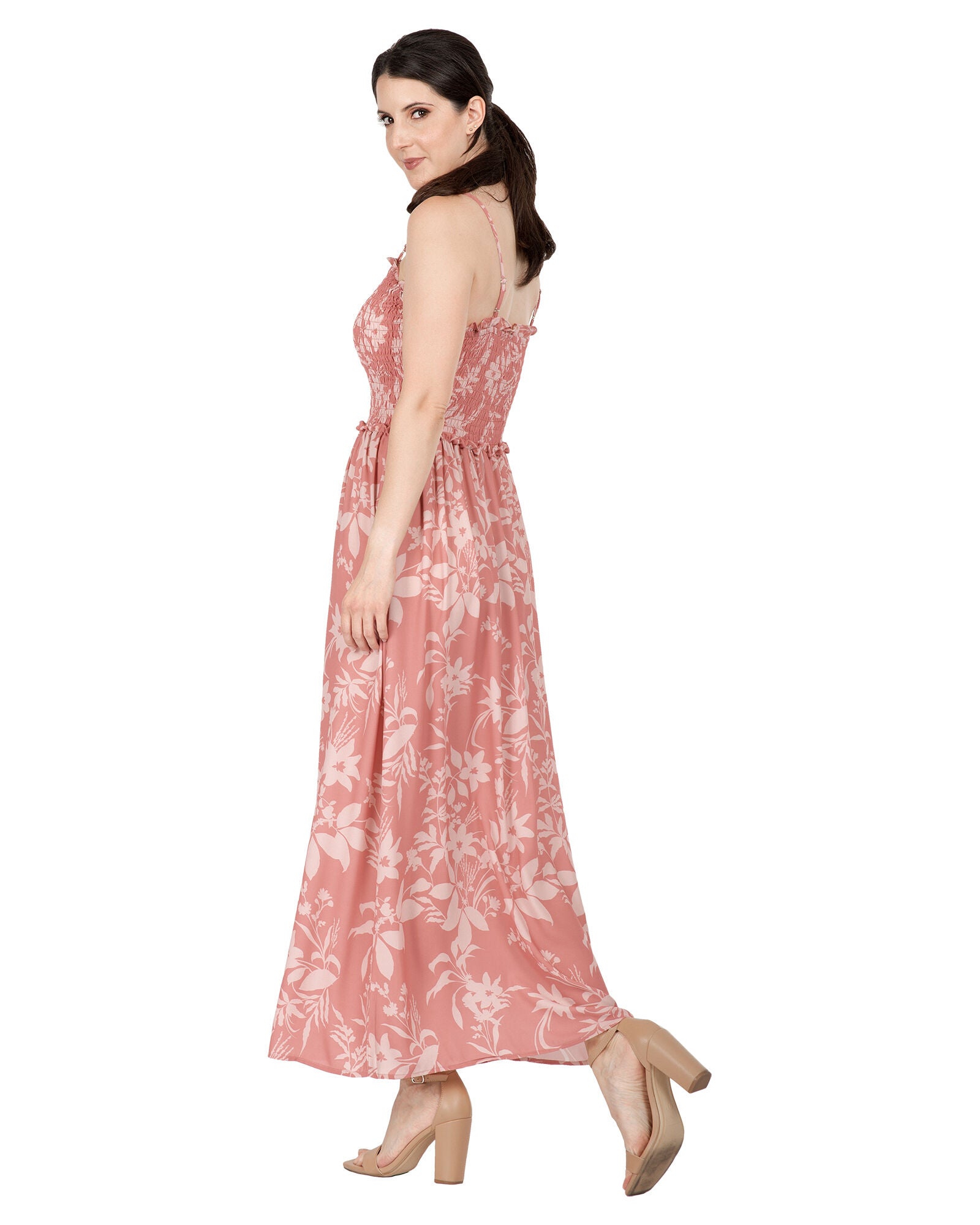 Layla Women&#39;s Spaghetti Strap Smocked Bodice Maxi Dress, , alternate image number 7