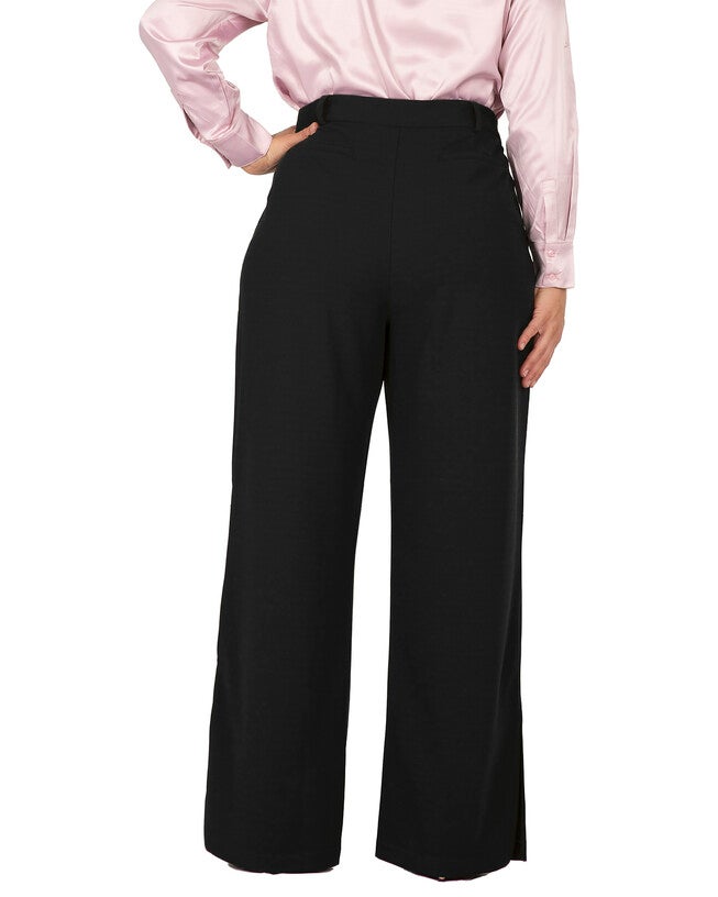 Kai Women's Flared High Waist Trouser Plus Size Pants, Black / Black, alternate image number 1