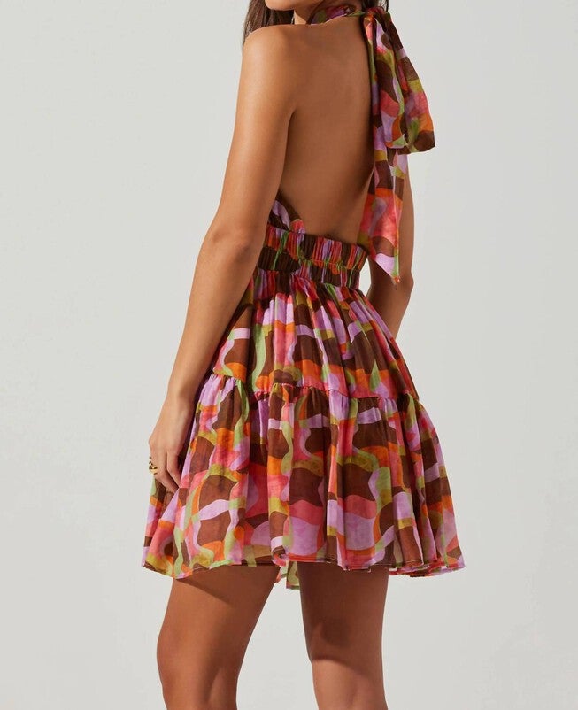 JOETTA MINI DRESS IN RED/BROWN MULTI, RedBrown Multi / Brown, alternate image number 1