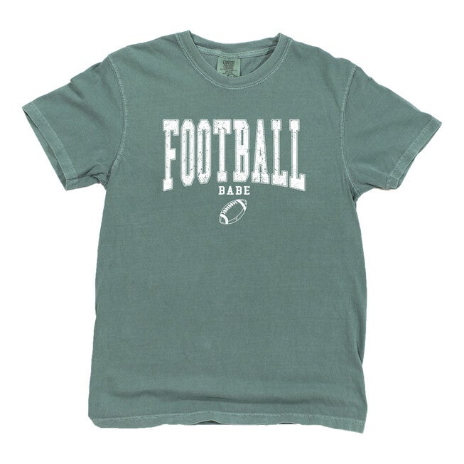 Varsity Football Babe Garment Dyed Tee, Light Green / Light Green, hi-res image number 0