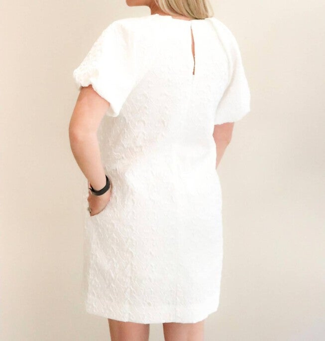PUFF SLEEVE CHEMISE DRESS IN WHITE, , alternate image number null