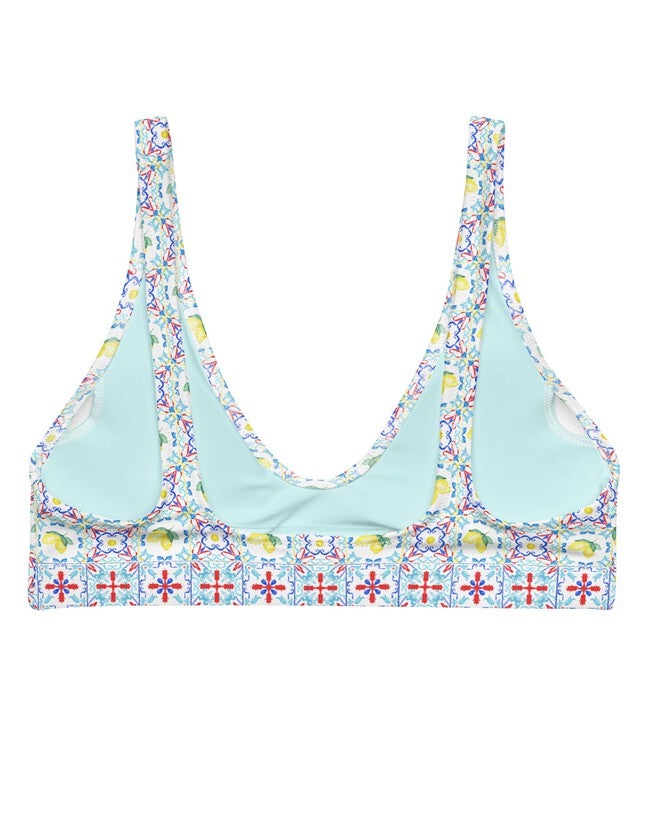 Capri Citrus Mosaic Recycled Bikini Top, Multi / Light Blue, alternate image number null