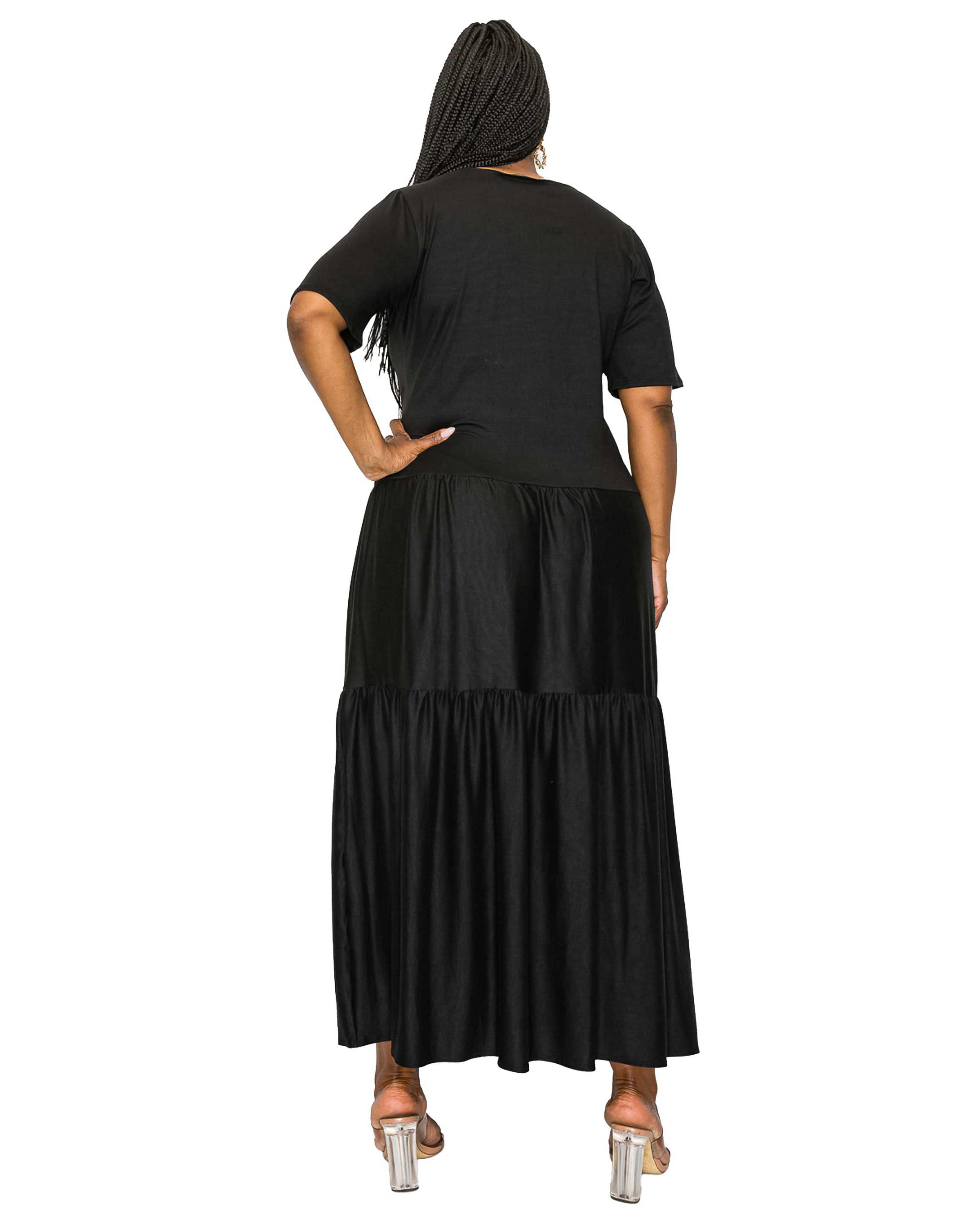 JOURDAN TIERED MAXI DRESS, Black / Black, alternate image number 4