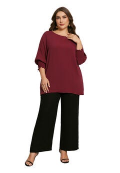 Chiffon Top Batwing Ruffle Long Sleeve Loose T-Shirt Blouse