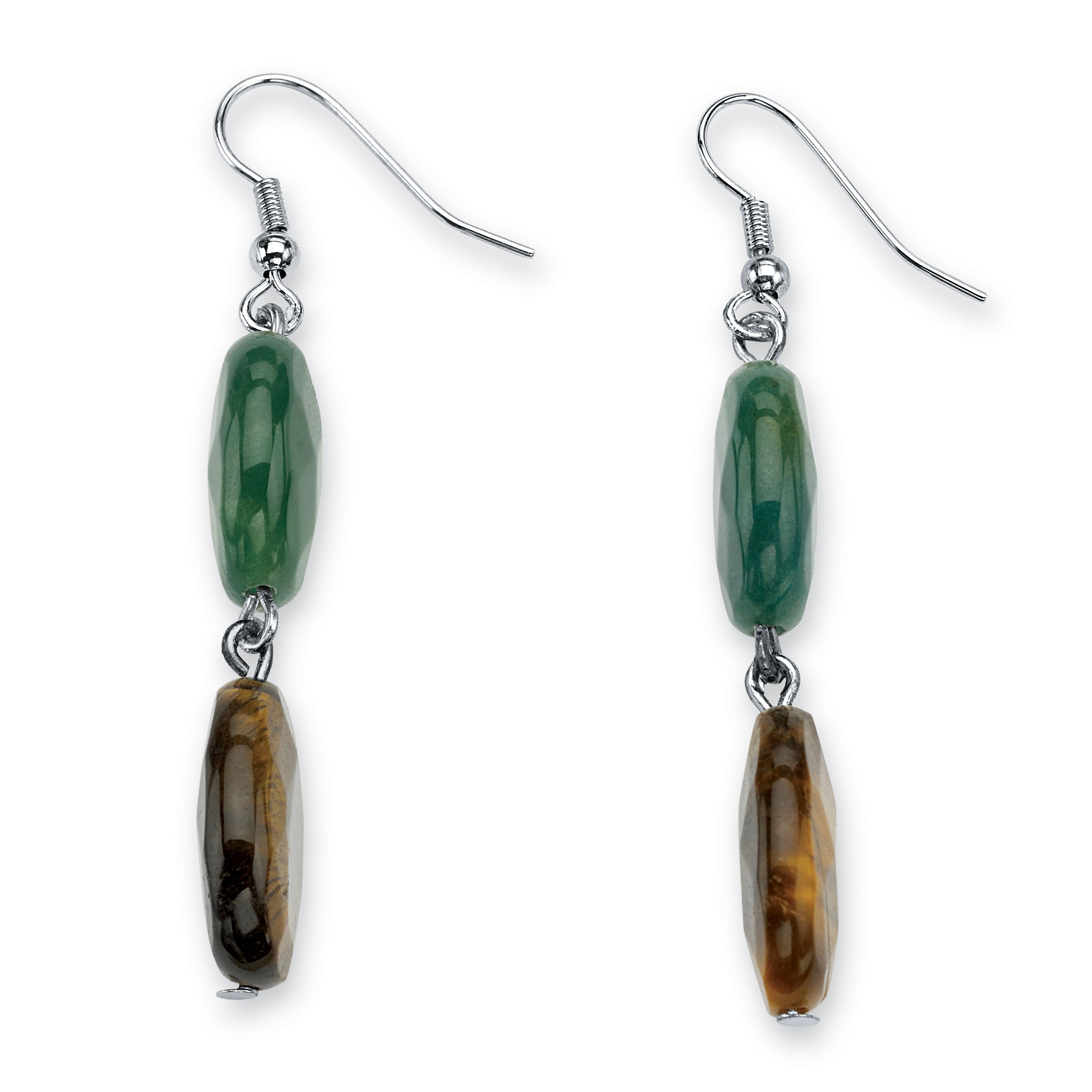Genuine Jasper and Tiger's Eye Silvertone Necklace and Earrings Set, , alternate image number 4