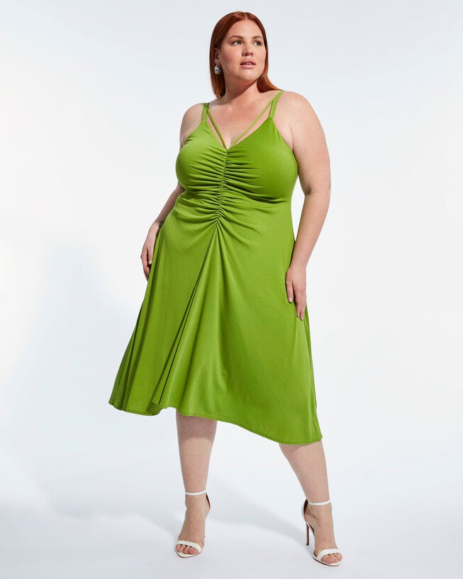 MADDY DRESS, Peridot Green / Olive Green, hi-res image number 0