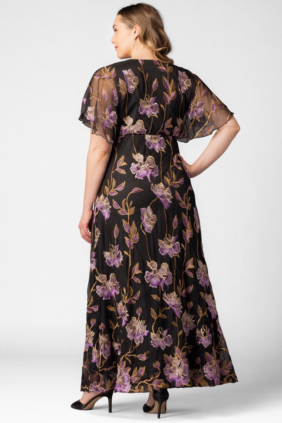 Embroidered Elegance Evening Gown, Purple Iris / Black, alternate image number 1