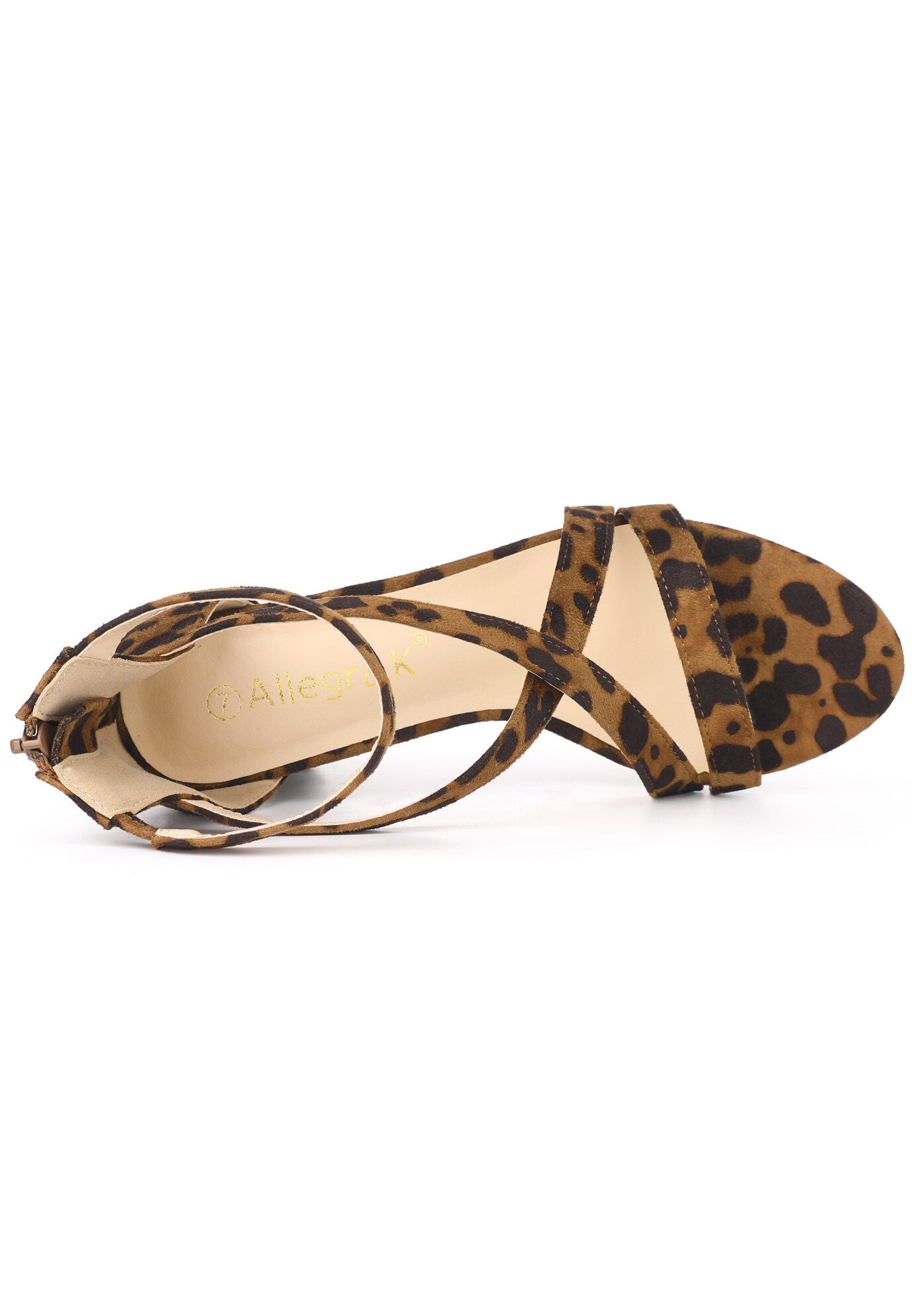 Crisscross Ankle Strap Chunky Heel Sandals, Leopard / Brown, alternate image number 3